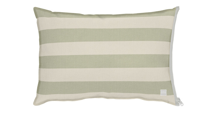 Kissenhülle 41 x 61 cm aus Stoff in beige und grau gestreift.