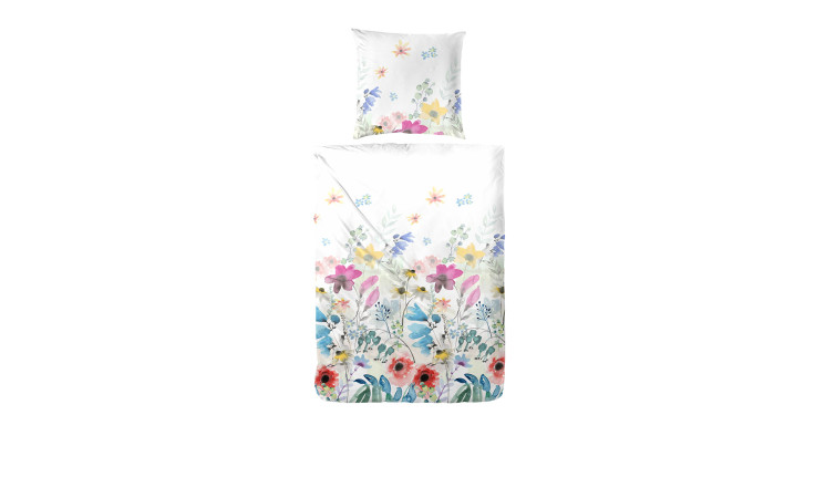 Satin-Bettwäsche Blumen, in der Größe 135 x 200 cm und in einer mehrfarbigen Farbausführung mit Blumenmuster