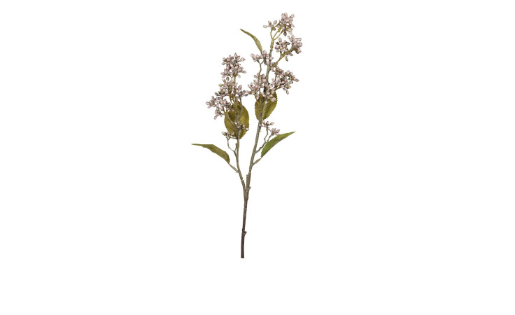 Beerenzweig 57 cm aus Kunststoff mit braunen Stiel, grünen Blättern und rosa Beeren.