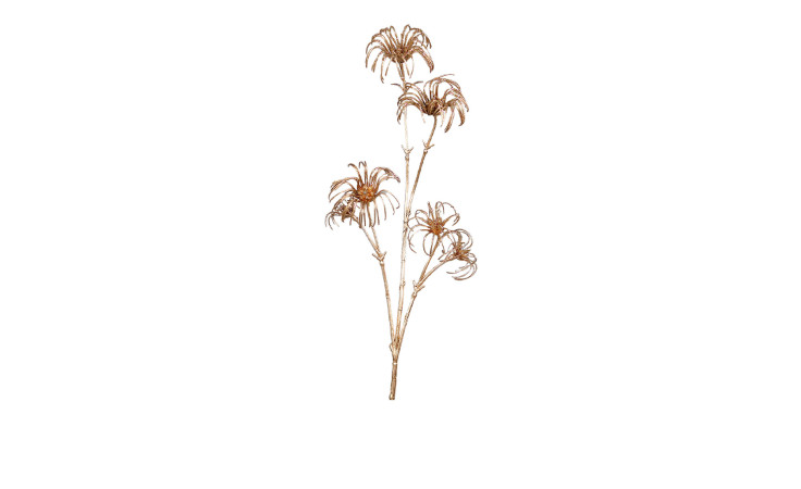Glitzerzweig mit Fruchtstand 64 cm aus Kunststoff in gold.