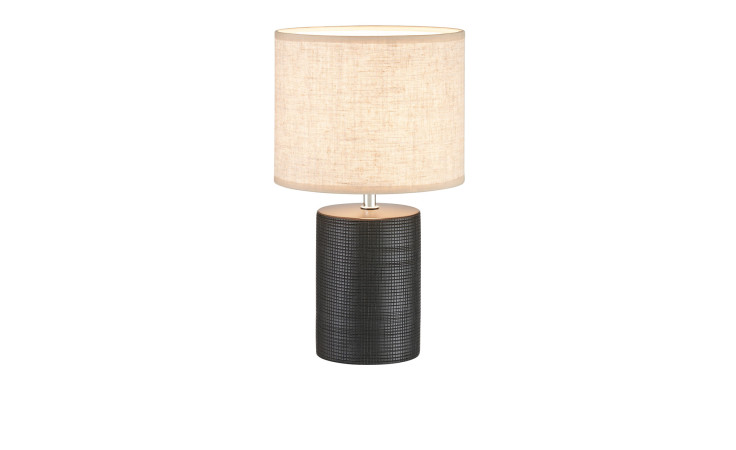 Tischleuchte Bois 35 cm in schwarz mit hellem Lampenschirm.