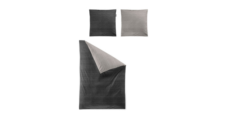 Mako-Satin Bettwäsche in der Größe 155 x 220 cm und in der Farbausführung schwarz / silber
