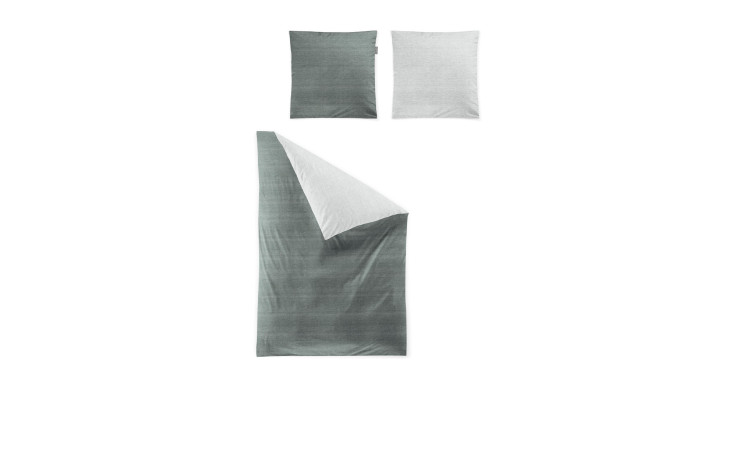 Mako-Satin Bettwäsche in der Größe 155 x 220 cm und in der Farbausführung grün / silber
