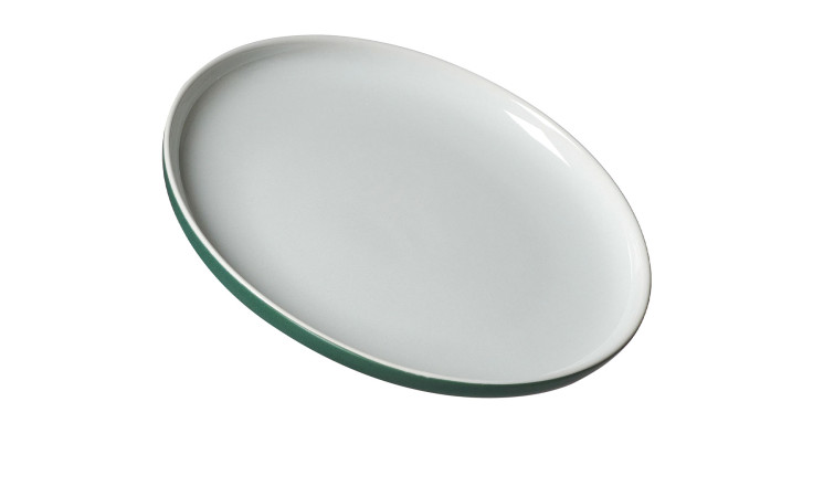 Dessertteller mit einem Durchmesser von ca. 19 cm und in der Farbe Grün und Weiß.