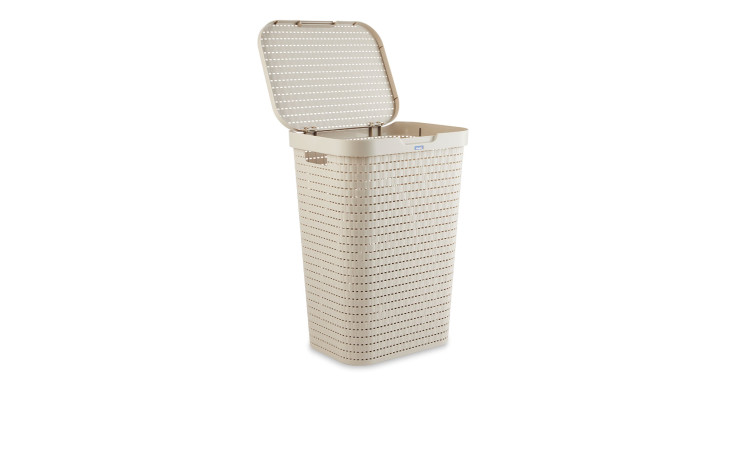Wäschesammler Country 55 l aus Kunststoff in beige.