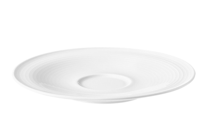 Kombi-Untertasse Beat 16,7 cm aus weißem Porzellan.