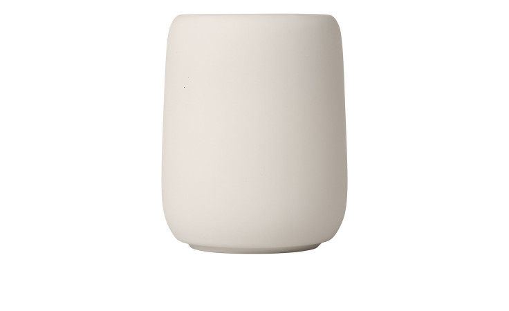 Zahnputzbecher Sono 8,6 cm aus Silikon und Keramik in beige.