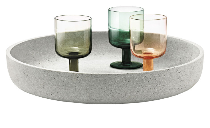 Schale Moon 40 cm aus Polystone in grau.