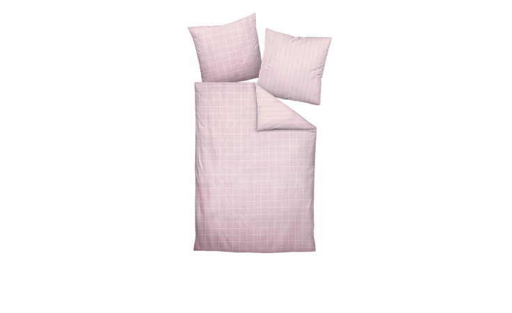 Mako-Satin Bettwäsche Modernklassic in der Größe 135 x 200 cm und in der Ausführung rosa, kariert