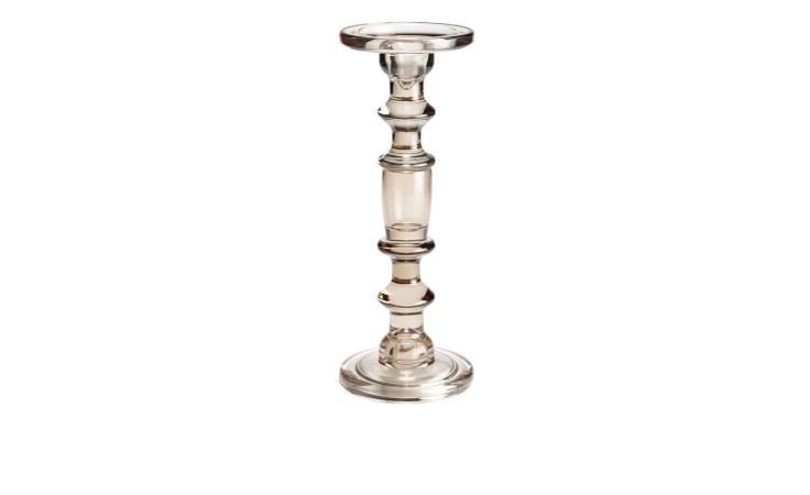 Kerzenhalter 11 cm gräulich aus Glas.