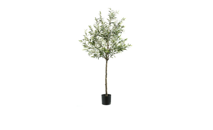 Olivenbaum 180 cm in grünen Blättern und schwarzen Oliven aus Kunststoff.