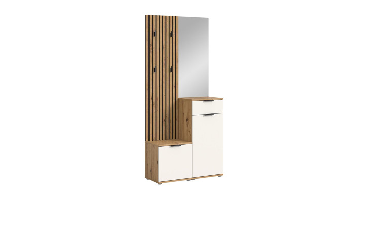 Garderobe Siri mit Fronten in weiß und einem Korpus in Artisan Eiche dekor