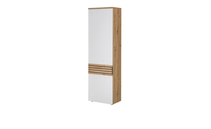 Garderobenschrank Miro in der Frontfarbe weiß mit einem Korpus in Artisan Eiche