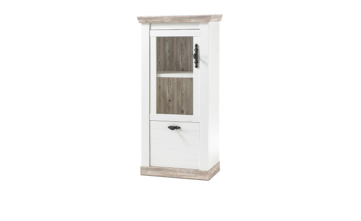 Vitrine Flores in Pinie weiß mit Absetzung in Oslo Pinie