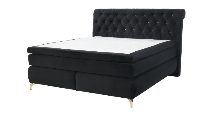 Boxspringbett Saragossa Max in einem samtähnlichen Stoff in der Farbe schwarz