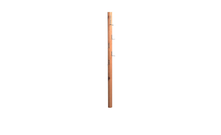 Garderobe Pan aus massiver Wildeiche mit 5 ausklappbaren Haken aus Metall