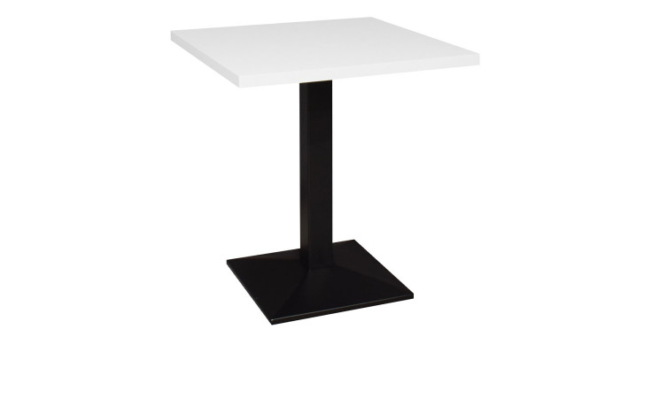 Bistrotisch Biblis-System mit einer Tischplatte in der Farbe Weiß und einem schwarzen Gestell.