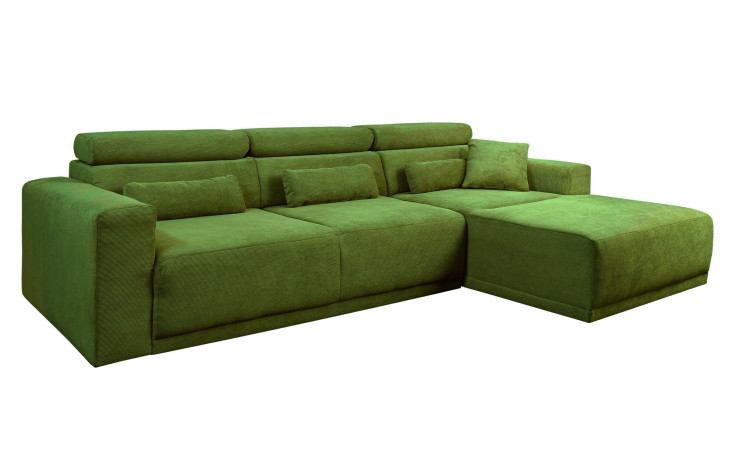 Basis-Wohnlandschaft Carter in der Farbe Grün, Ottomane auf der rechten Seite. 