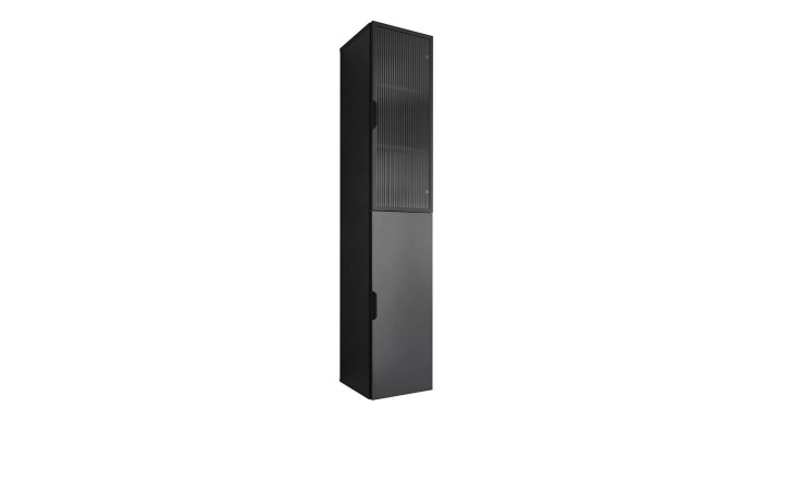 Hängeschrank Dark mit einer schwarzen Front aus Holzwerkstoff ung Glas und einem schwarzen Korpus