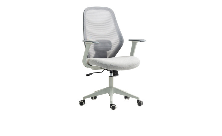 Drehstuhl Jane in grau mit ergonomisch geformter Rückenlehne