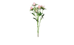 Distelzweig 57 cm aus Kunststoff mit grünen Stiel und Blätter und rosa Applikationen.