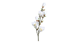 Magnolie 92 cm aus Kunststoff mit weißen Blüten und braunen Stiel.