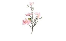 Magnolie 64 cm aus Kunststoff mit rosa Blüten und weißen Applikationen, sowie einen braunen Stiel.