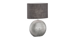 Tischleuchte Foro 53 cm in silber mit grauem Lampenschirm.
