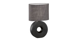 Tischleuchte Eye 38 cm schwarz matt mit dunklem Lampenschirm.