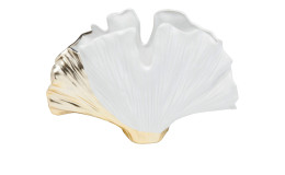 Vase Ginkgoelegance 17,5 cm hoch in Gold / Weiß