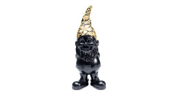 Deko-Zwerg 30 cm in schwarz mit einer goldenen Mütze