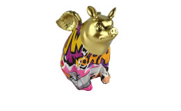 Deko-Schwein Graffitianimal 16 cm in einer bunten Ausführung