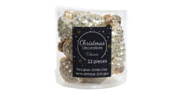 Christbaumanhänger-Set Zapfen 12 tlg. in creme/perle matt und glänzend.