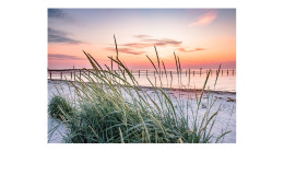 Alubild North Sea Sunset 70 x 100 cm, Strandlandschaft mit einem Sonnenuntergang am Wasser