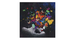 Handpainting Co Co 40 x 40 cm, Frau Mit Schmetterlingen