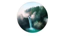 Glasbild Misty Waterfall 50 cm Wasserfall