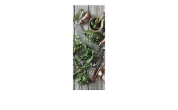 Herbal Preparation 30 x 80 cm, verschiedene Pflanzen udn Messer