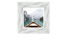 Rahmenbild Bootsfahrt auf Bergsee 44 x 44 cm. Rahmenbild mit dem Thema - Bergsee.