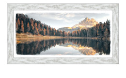 Rahmenbild Bergsee 69 x 129 cm, Seelandschaft mit Bergen