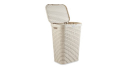Wäschesammler Country 55 l aus Kunststoff in beige.