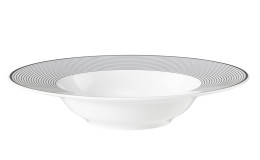 Suppenteller No Limits 23,5 cm aus weißem Porzellan mit Rand in anthrazit.