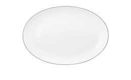 Servierplatte Lido 35 cm aus weißem Porzellan mit schwarzem Akzent.