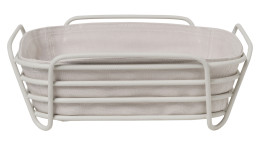 Brotkorb Delara 25,8 x 25,8 cm aussen aus Stahl in beige, innen der Bezug aus Bamwolle in beige.