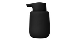 Seifenspender Sono 250 ml aus Keramik, Kunststoff und Silikon in schwarz.