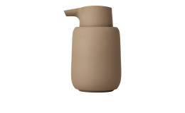Seifenspender Sono 250 ml aus Keramik, Kunststoff und Silikon in taupe.