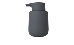 Seifenspender Sono 250 ml aus Silikon, Keramik und Kunststoff in grau.