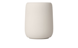 Zahnputzbecher Sono 8,6 cm aus Silikon und Keramik in beige.