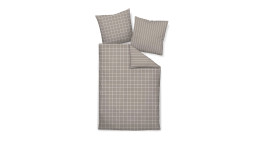 mako-Satin Bettwäsche Modernclassic in der Größe 135 x 200 cm und in der Farbausführung beige, braun, gestreift und kariert 