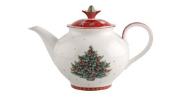 Kanne mit Deckel Toy's Delight 1,5 l in weiß mit Tannenbaum.