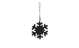 Schneekristal 15 cm in schwarz mit einem braunen Band zum aufhängen.